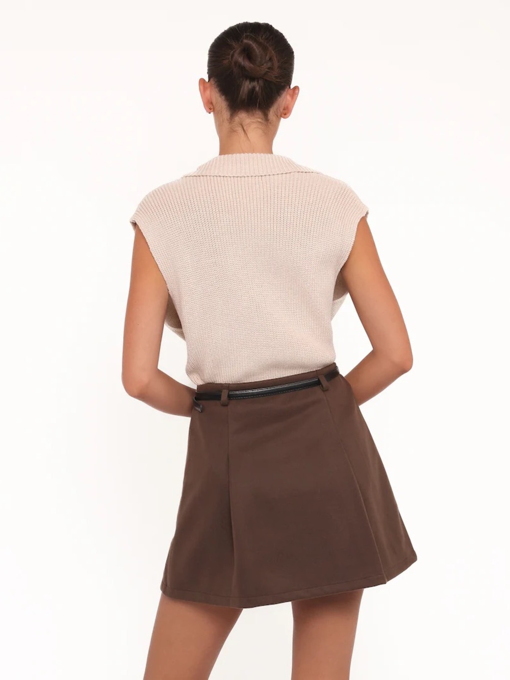 Petal & Pup Chocolate Brown Mini Skirt with Belt - Picture 2 of 6